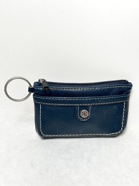 Relic Dark Blue Coin Pouch Key Ring with White Stitching